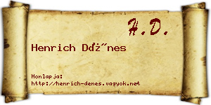 Henrich Dénes névjegykártya